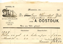 NS_OOSTDIJK_006 Nieuwesluis, Oostdijk - A. Oostdijk, Handel in Steenkolen en cokes, (1909)
