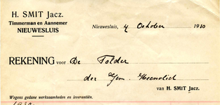 NS_SMIT_001 Nieuwesluis, Smit - H. Smit Jacz., Timmerman en Aannemer, (1930)