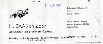 OH_BAAS_001 Oudenhoorn, Baas - H. Baas en Zoon, Aannemers van grond- en sloopwerk, (1972)