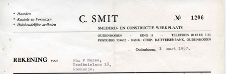 OH_SMIT_001 Oudenhoorn, Smit - Smederij- en constructie werkplaats C. Smit. Haarden. Kachels en fornuizen. ...