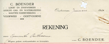 OV_BOENDER_001 Oostvoorne, Boender - C. Boender, Lood- en zinkwerken. Aanleg gas- en waterleiding. Mastiek ...