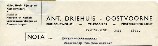 OV_DRIEHUIS_003 Oostvoorne, Driehuis - Ant. Driehuis, Huis-, Hoef-, Rijtuig- en Kachelsmederij. Handel in: Haarden en ...