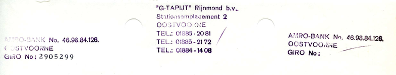 OV_GTAPIJT_001 Oostvoorne, G-Tapijt - G-Tapijt Rijnmons b.v., (1973)
