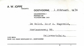 OV_JOPPE_001 Oostvoorne, Joppe - A.W. Joppe, Tandarts, (1974)