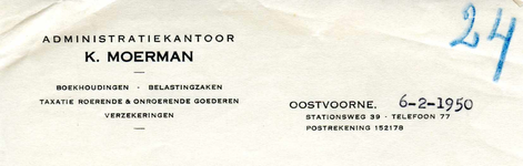 OV_MOERMAN_008 Oostvoorne, Moerman - K. Moerman, Administratiekantoor. Boekhoudingen, belastingzaken, taxatie roerende ...