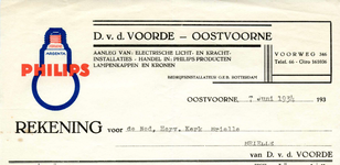 OV_VOORDE_001 Oostvoorne, V.d. Voorde - D. v.d. Voorde. Aanleg van electrische licht- en kracht-installaties. Handel ...