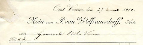 OV_WOLFRAMSDORFF_001 Oostvoorne, Van Wolframsdorff - P. van Wolframsdorff, Arts, (1912)