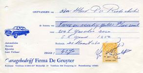 RO_GRUYTER_009 Rockanje, De Gruyter - Kwitantie Garagebedrijf Firma De Gruyter. Automobielen, motoren, rijwielen en ...