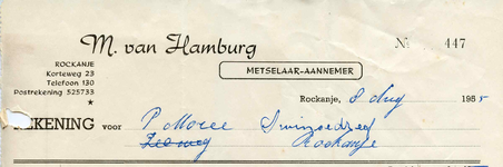 RO_HAMBURG_001 Rockanje, Van Hamburg - M. van Hamburg, Metselaar - Aannemer, (1955)