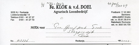 RO_KLOK_002 Rockanje, Fa. Klok & v.d. Doel - Agrarisch Loonbedrijf, (2003)