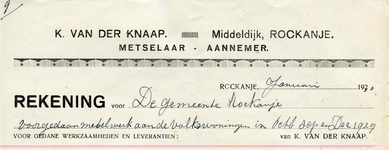 RO_KNAAP_003 Rockanje, Van der Knaap - K. van der Knaap, Metselaar - Aannemer, (1930)