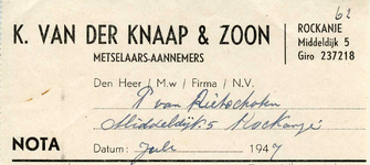 RO_KNAAP_006 Rockanje, Van der Knaap - K. van der Knaap & Zoon, Metselaars - Aannemers, (1947)