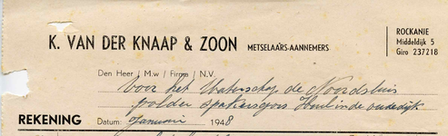 RO_KNAAP_007 Rockanje, Van der Knaap - K. van der Knaap & Zoon, Metselaars - Aannemers, (1948)