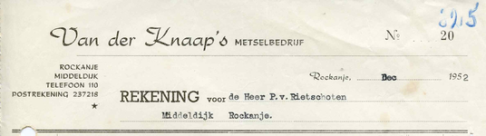 RO_KNAAP_009 Rockanje, Van der Knaap - Van der Knaap's Metselbedrijf, (1952)