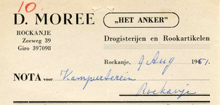 RO_MOREE_011 Rockanje, Moree - Drogisterij Het Anker , D. Moree. Drogisterijen en Rookartikelen, (1951)