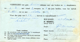 RO_MOREE_012 Rockanje, Moree - P. Moree, Huurovereenkomst. Manufacturen - Woninginrichting, (1951)