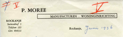 RO_MOREE_013 Rockanje, Moree - P. Moree, Manufacturen - Woninginrichting, (1956)