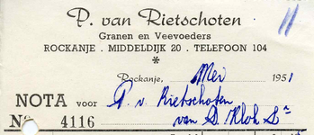 RO_RIETSCHOTEN_002 Rockanje, Van Rietschoten - P. van Rietschoten, Granen en veevoeders, (1951)