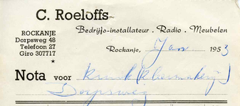 RO_ROELOFFS_004 Rockanje, Roeloffs - Bedrijfs-installateur, Radio. Meubelen, C. Roeloffs, (1953)