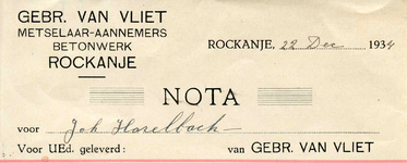 RO_VLIET_002 Rockanje, Van Vliet - Gebr. van Vliet, Metselaar-Aannemers Betonwerk, (1934)