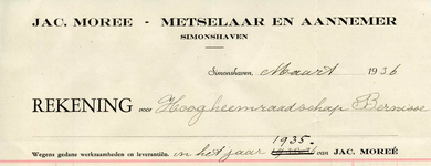 SI_MOREE_001 Simonshaven, Moree - Jac. Moree, Metselaar en Aannemer, (1936)