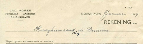 SI_MOREE_002 Simonshaven, Moree - Jac. Moree, Metselaar en Aannemer, (1949)
