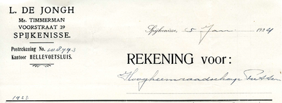 SP_JONGH_005 Spijkenisse, De Jongh - L. de Jongh, Mr. Timmerman, (1924)