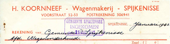 SP_KOORNNEEF_005 Spijkenisse, Koornneef - H. Koornneef, Wagenmakerij, (1943)