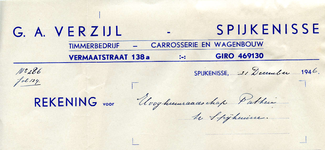 SP_VERZIJL_002 Spijkenisse, Verzijl - G.A. Verzijl, Timmerbedrijf - Carrosserie en wagenbouw, (1946)