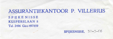 SP_VILLERIUS_003 Spijkenisse, Villerius - Assurantiekantoor P. Villerius, (1966)