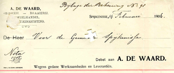 SP_WAARD_012 Spijkenisse, De Waard - A. de Waard, Smederij - Draaierij. Rijwielhandel. Reparatieinrichting, (1906)