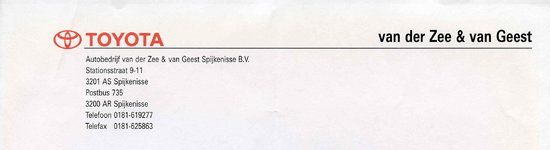 SP_ZEE_001 Spijkenisse, Van der Zee en van Geest - Autobedrijf van der Zee en van Geest B.V., Toyota dealer, (1996)