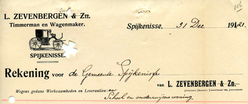 SP_ZEVENBERGEN_008 Spijkenisse, L. Zevenbergen - Timmerman en Wagenmaker, (1921)