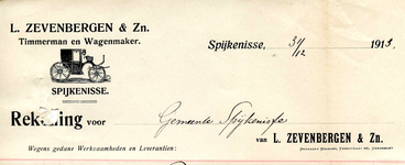 SP_ZEVENBERGEN_009 Spijkenisse, L. Zevenbergen & Zn. - Timmerman en Wagenmaker, (1913)