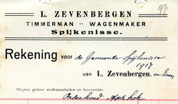 SP_ZEVENBERGEN_011 Spijkenisse, L. Zevenbergen - Timmerman en Wagenmaker, (1917)