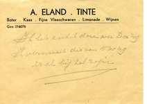TI_ELAND_001 Tinte, Eland - A. Eland, Boter, kaas, fijne vleeschwaren, limonade, wijnen (ENVELOPPE)