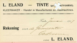 TI_ELAND_002 Tinte, Eland - L. Eland, Kleermaker. Handel in manufacturen en naaimachines, (1917)