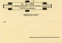 TI_KLOK_006 Tinte, Klok - W. Klok, Timmerfabriek - Houthandel (BRIEFKAART)