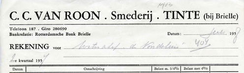 TI_ROON_009 Tinte, Van Roon - C.C. van Roon, Smederij, (1957)