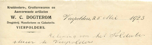 VP_DOGTEROM_001 Vierpolders, Dogterom - Kruideniers-, grutterswaren en aanverwante artikelen W.C. Dogterom. ...