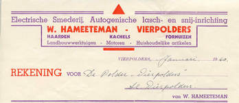 VP_HAMEETEMAN_001 Vierpolders, Hameeteman - Electrische smederij, Autogenische lasch- en snij-inrichting W. Hameeteman. ...