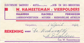 VP_HAMEETEMAN_002 Vierpolders, Hameeteman - Electrische smederij, Autogenische lasch- en snij-inrichting W. Hameeteman. ...