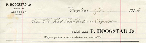 VP_HOOGSTAD_001 Vierpolders, Hoogstad - P. Hoogstad Jz., Metselaar, Aannemer, (1906)