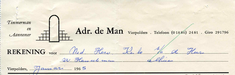 VP_MAN_001 Vierpolders, de Man - Adr. de Man, Timmerman en aannemer, (1965)