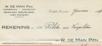 VP_MAN_002 Vierpolders, de Man - W. de Man Pzn., Timmerman - Aannemer Brielsch Nieuwland, (1919)