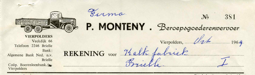 VP_MONTENY_002 Vierpolders, Monteny - P. Monteny, Beroepsgoederenvervoer, (1969)