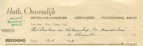 VP_OUWENDIJK_002 Vierpolders, Ouwendijk - Anth. Ouwendijk, Metselaar - Aannemer, (1948)