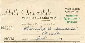 VP_OUWENDIJK_003 Vierpolders, Ouwendijk - Anth. Ouwendijk, Metselaar - Aannemer, (1949)
