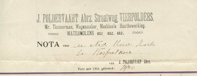 VP_POLDERVAART_001 Vierpolders, Poldervaart - J. Poldervaart Abrz., Mr. Timmerman, wagenmaker, machinale houtbewerking. ...