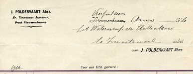 VP_POLDERVAART_002 Vierpolders, Poldervaart - J. Poldervaart Abrz., Mr. Timmerman, Aannemer, (1926)